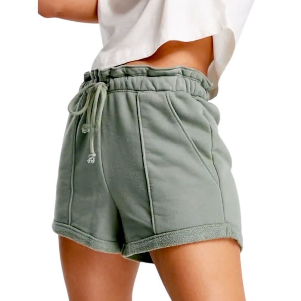 Abercrombie & Fitch High Rise Paper Bag Shorts Sage Green